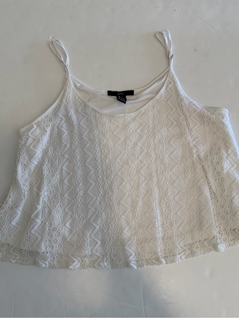 White Lace Spaghetti-Strap Cami Top